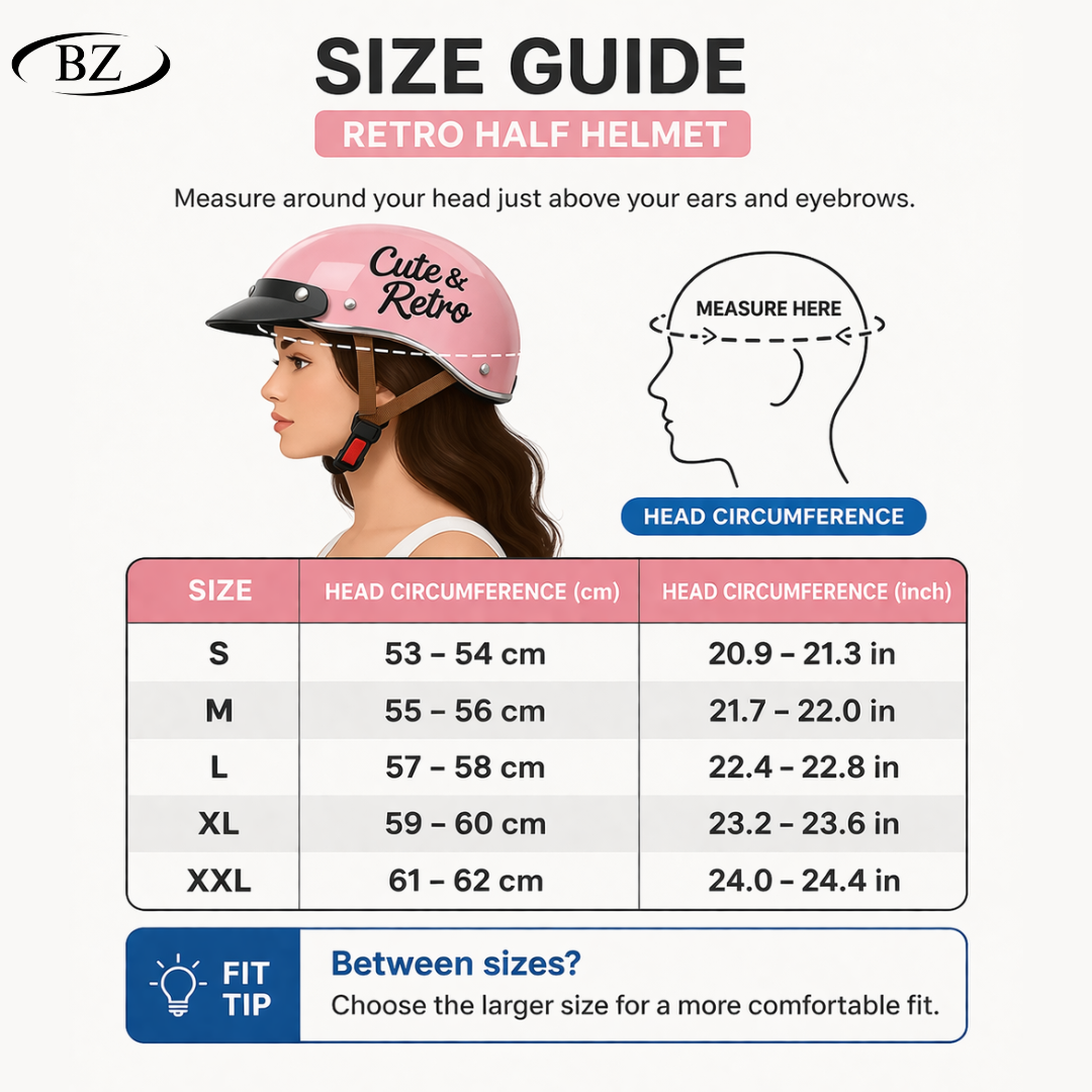 Cute Retro Half Helmet – DOT&ECE Certificate Approved