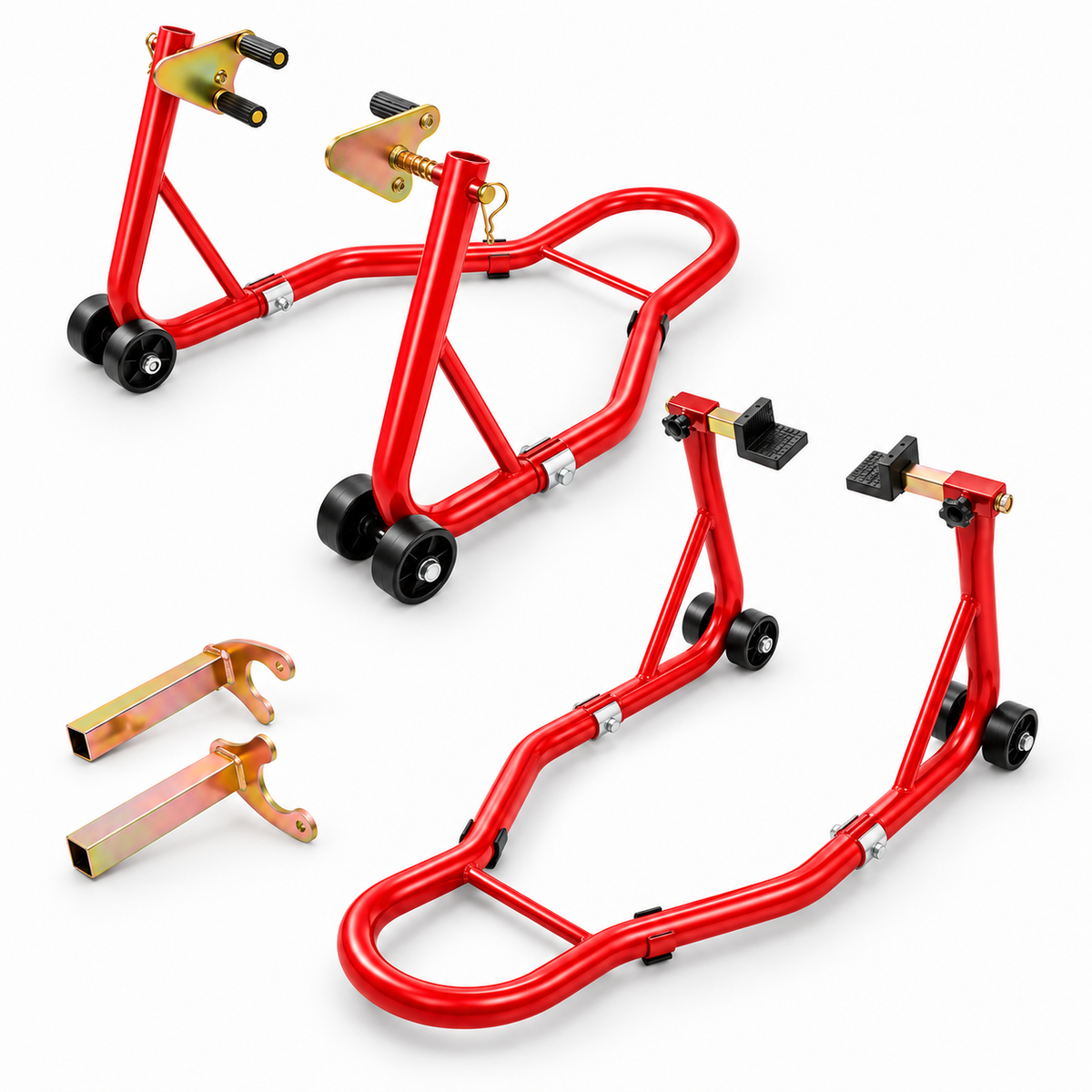 BikerZonez Heavy-Duty Front & Rear Motorcycle Stand Set