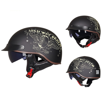 Old School Open Face Biker Helmet – DOT Certified