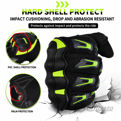 BikerZoneZ™ Summer Breathable Touch Screen Motorcycle Gloves - Hard-Shell Protection