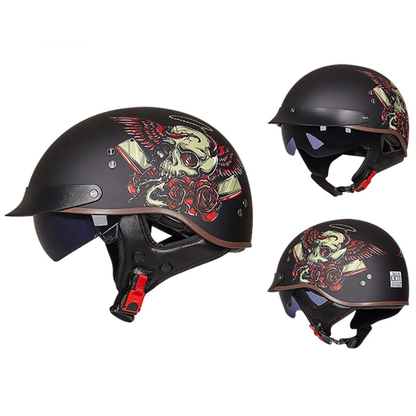 Old School Open Face Biker Helmet – DOT Certified