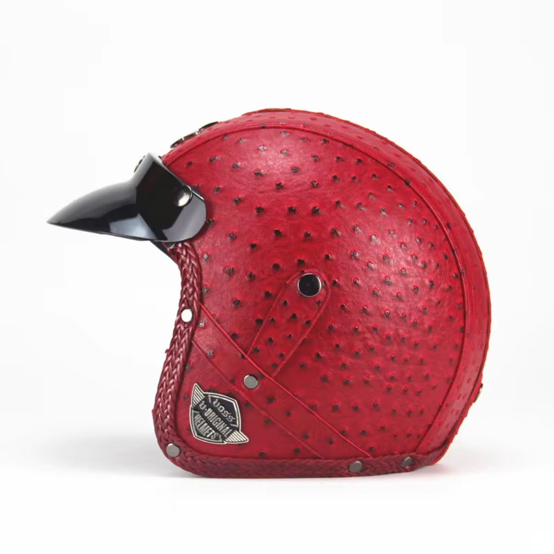 Premium Vintage Leather Open Face Helmet - DOT & ECE Approved