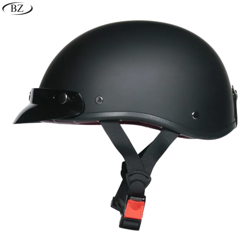 BikerZoneZ Vintage Half Helmet – DOT Approved | Unisex 4-Season Riding