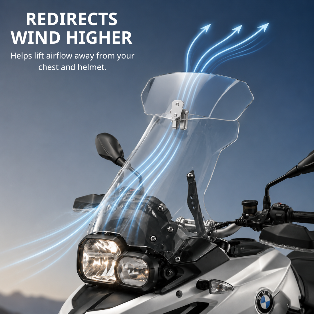 BikerZoneZ Adjustable Motorcycle Wind Deflector