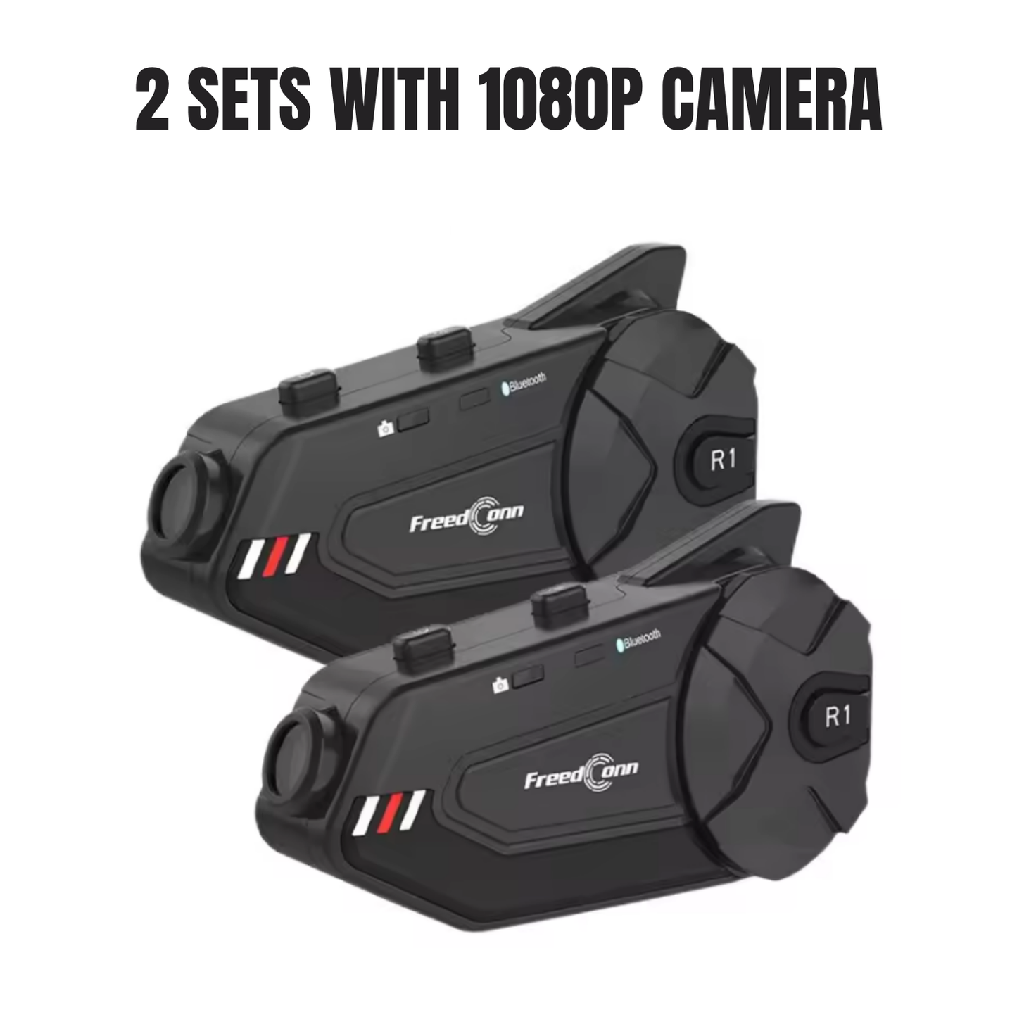 BikerZoneZ R1 Plus Motorcycle Intercom with 1080P Dash Cam