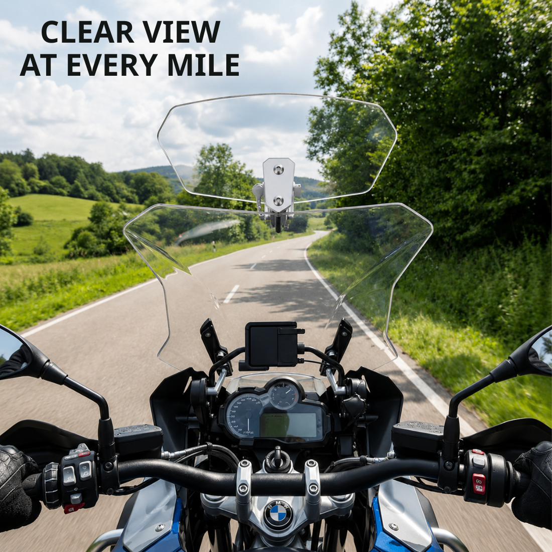 BikerZoneZ Adjustable Motorcycle Wind Deflector