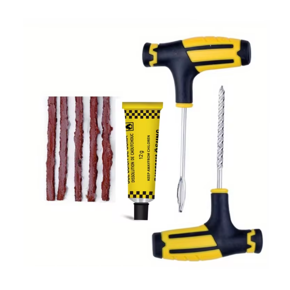 Portable Tubeless Tire Repair Kit – Emergency Plug Tool Set for Motorcycles, Scooters & Cars