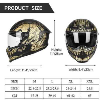 BikerZoneZ Shadow Rider Full Face Helmet – DOT Approved