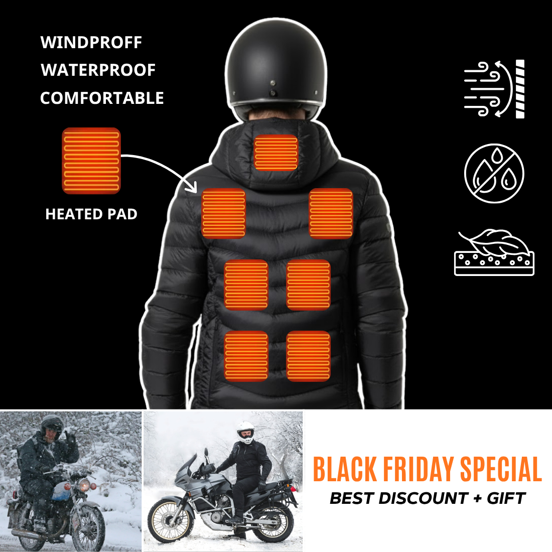 Thermal Heated Puffer Jacket – Waterproof & Windproof