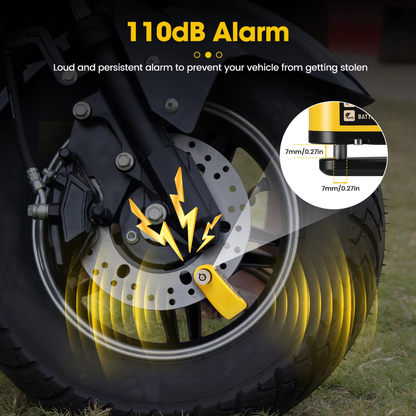 BikerZoneZ Guardian Lock — Rechargeable Alarm Disc Lock