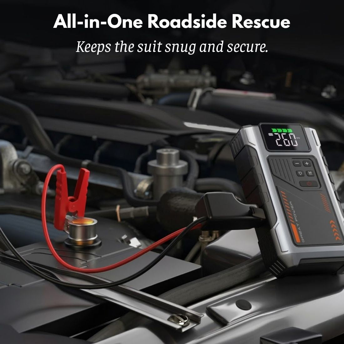 3000A Portable Jump Starter with Air Compressor – 12V Battery Booster & 150 PSI Tire Inflator