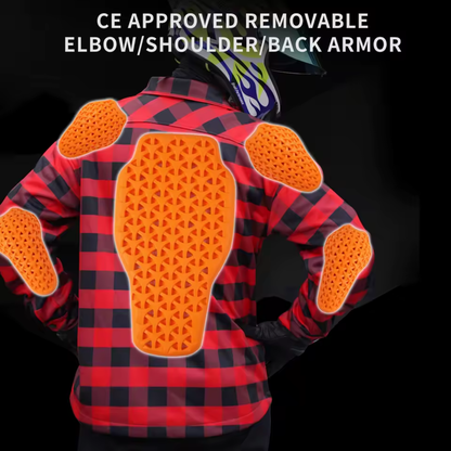 Vintage Armored Flannel Motorcycle Jacket - CE Certified Armor