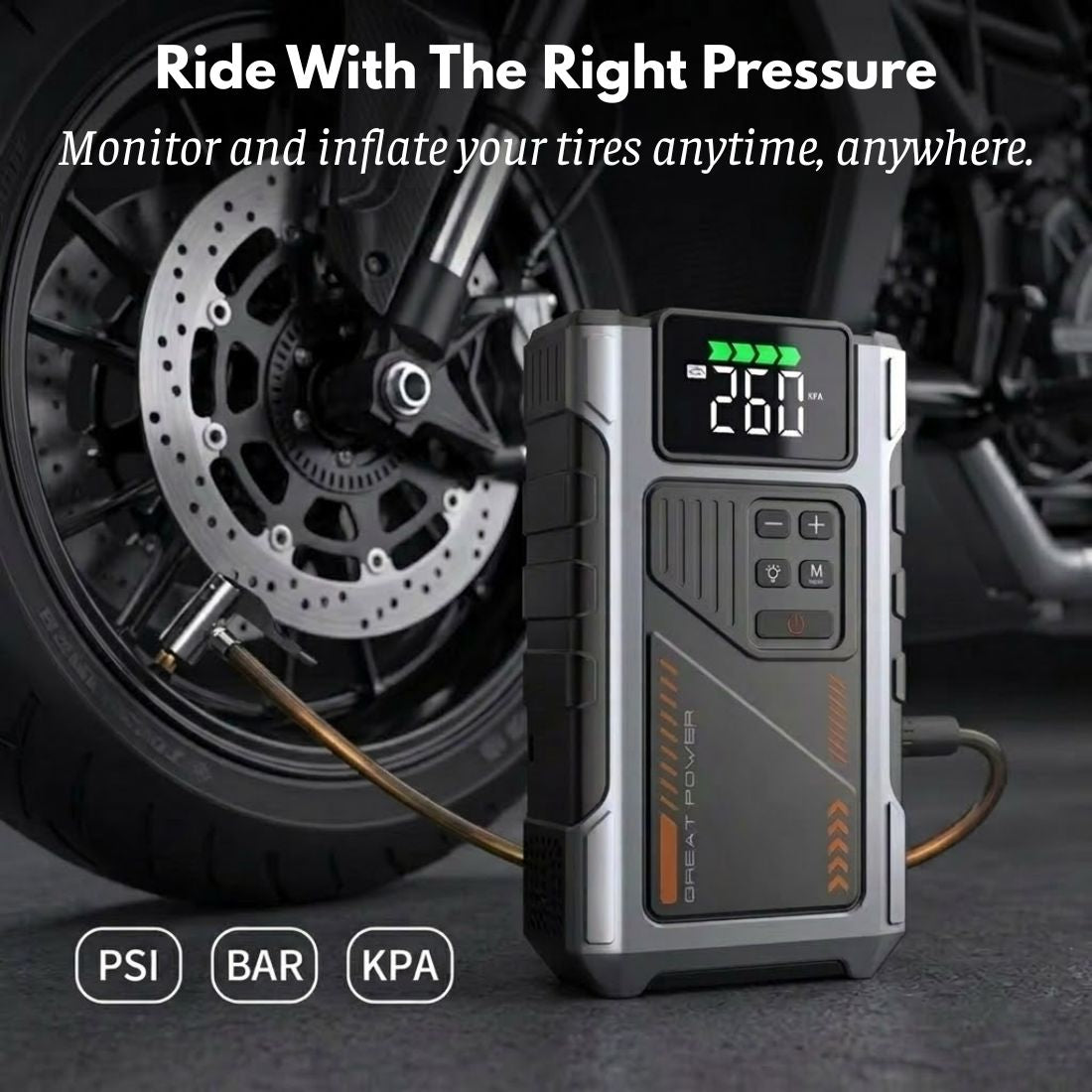 3000A Portable Jump Starter with Air Compressor – 12V Battery Booster & 150 PSI Tire Inflator