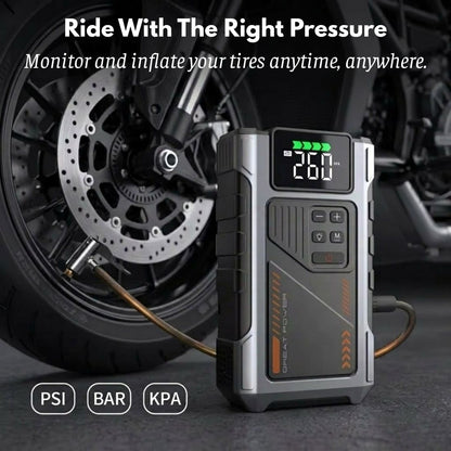 3000A Portable Jump Starter with Air Compressor – 12V Battery Booster & 150 PSI Tire Inflator