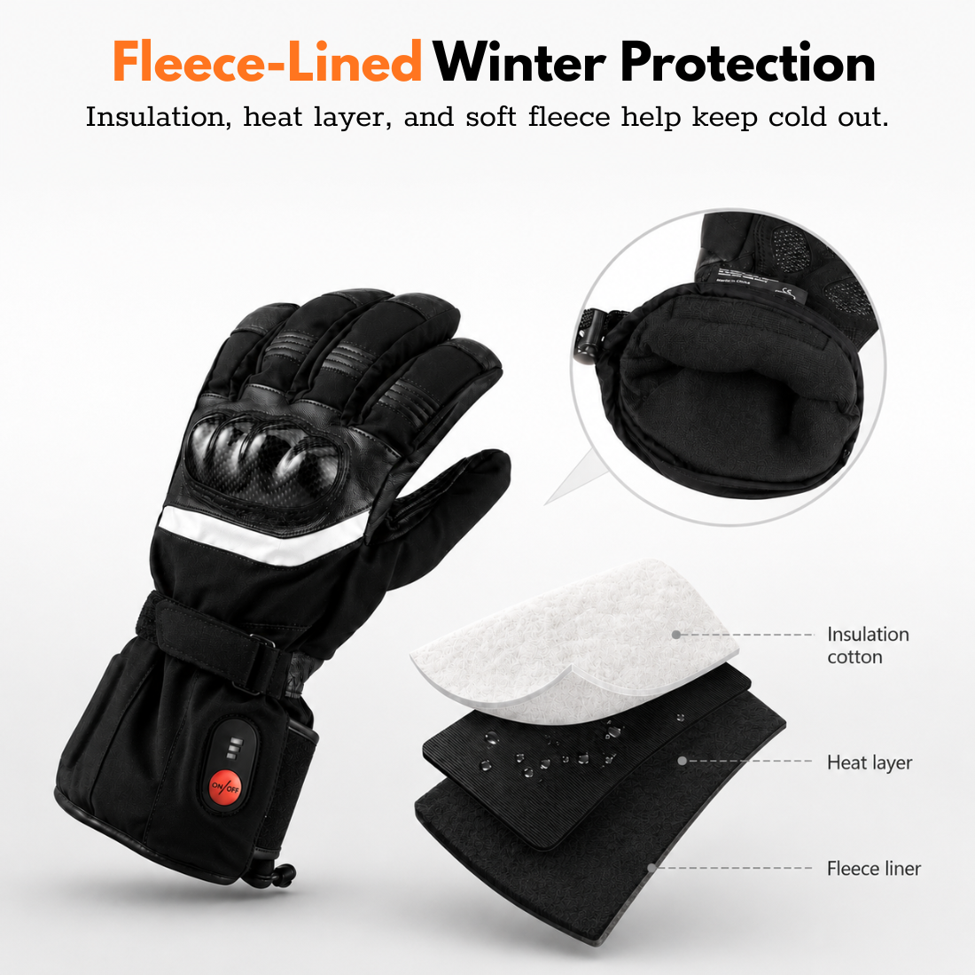 BikerZoneZ™ Heated Motorcycle Gloves - Full-Hand Warmth