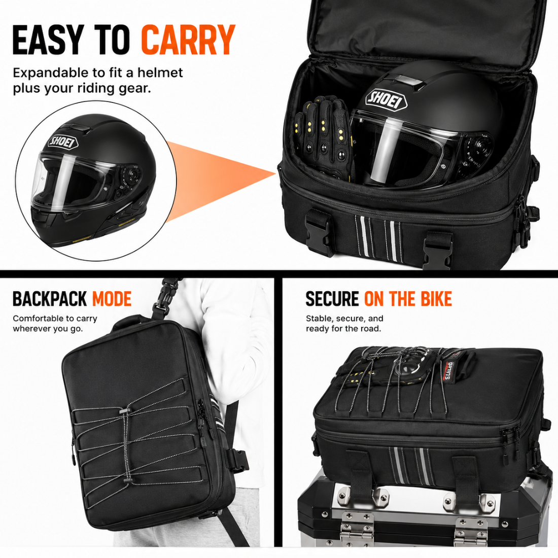 BikerZonez Expandable Pannier Lid Bag System for BMW Motorcycles