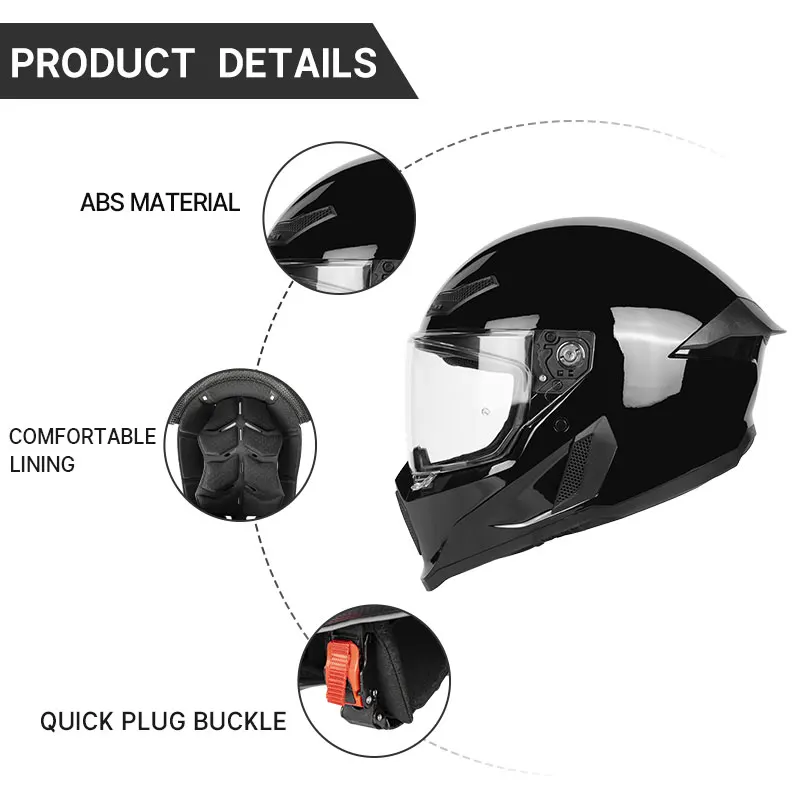 BikerZoneZ Shadow Rider Full Face Helmet – DOT Approved