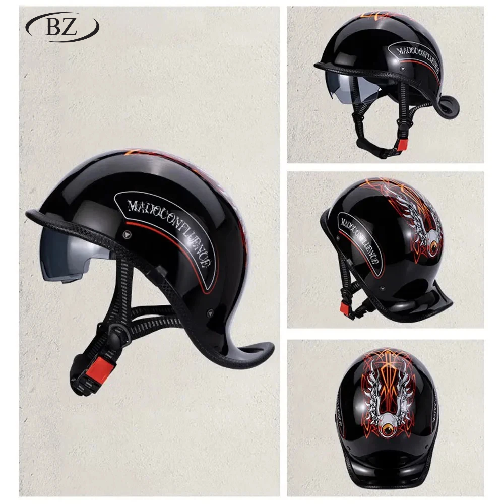 Minimalist Retro Shell-Shaped Half-Face Helmet