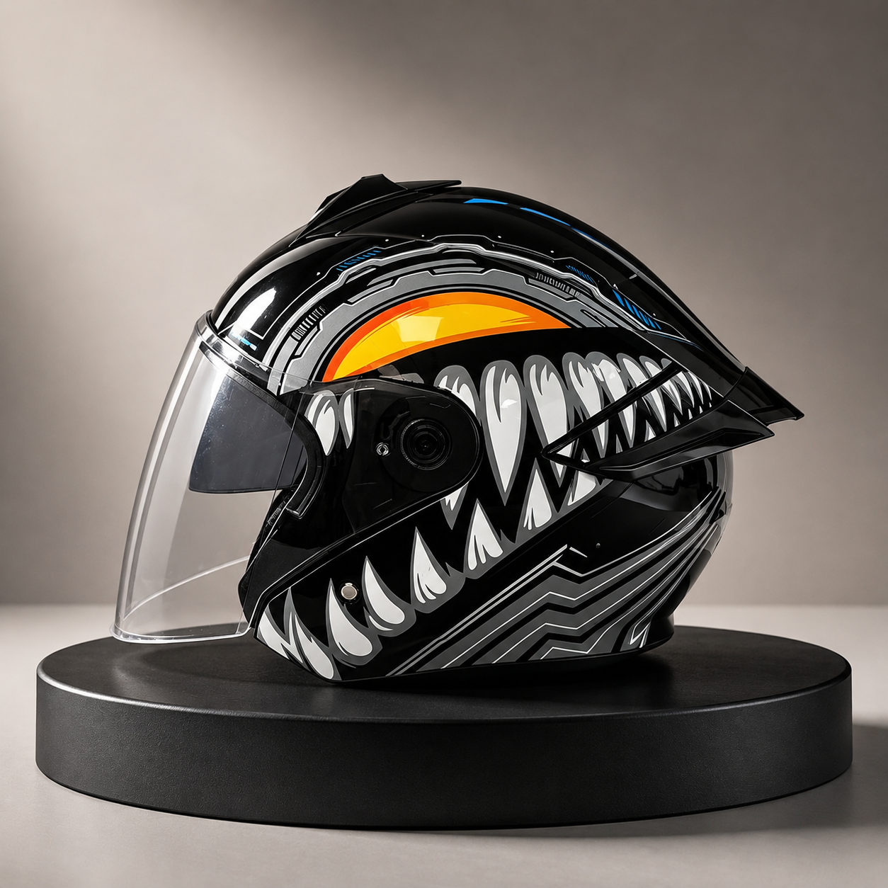 BikerZoneZ Dual Visor Modular Open Face Helmet - DOT Certified