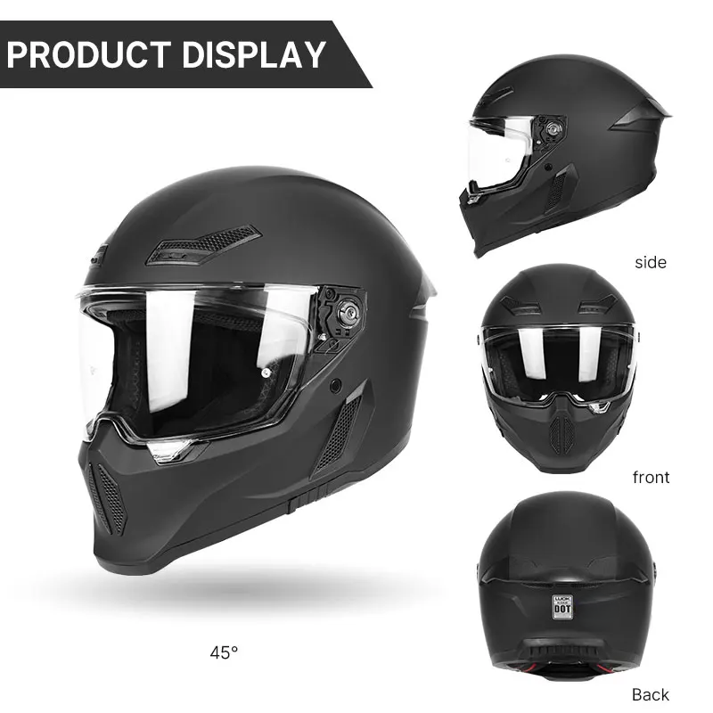 BikerZoneZ Shadow Rider Full Face Helmet – DOT Approved
