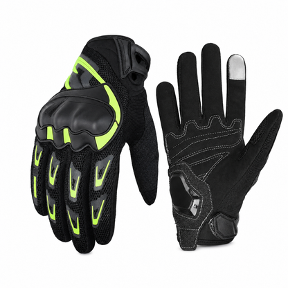 BikerZoneZ™ Summer Breathable Touch Screen Motorcycle Gloves - Hard-Shell Protection