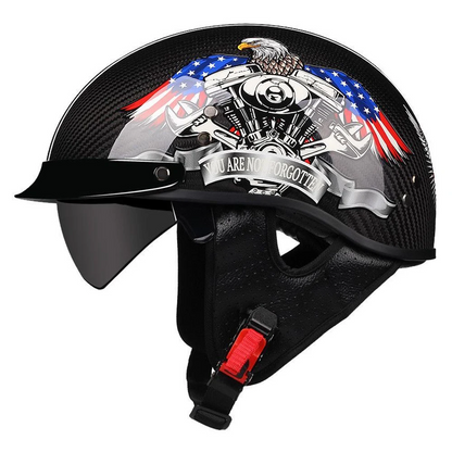 Vintage Carbon Fiber Half Helmet - DOT & ECE Approved
