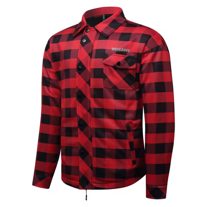 Vintage Armored Flannel Motorcycle Jacket - CE Certified Armor