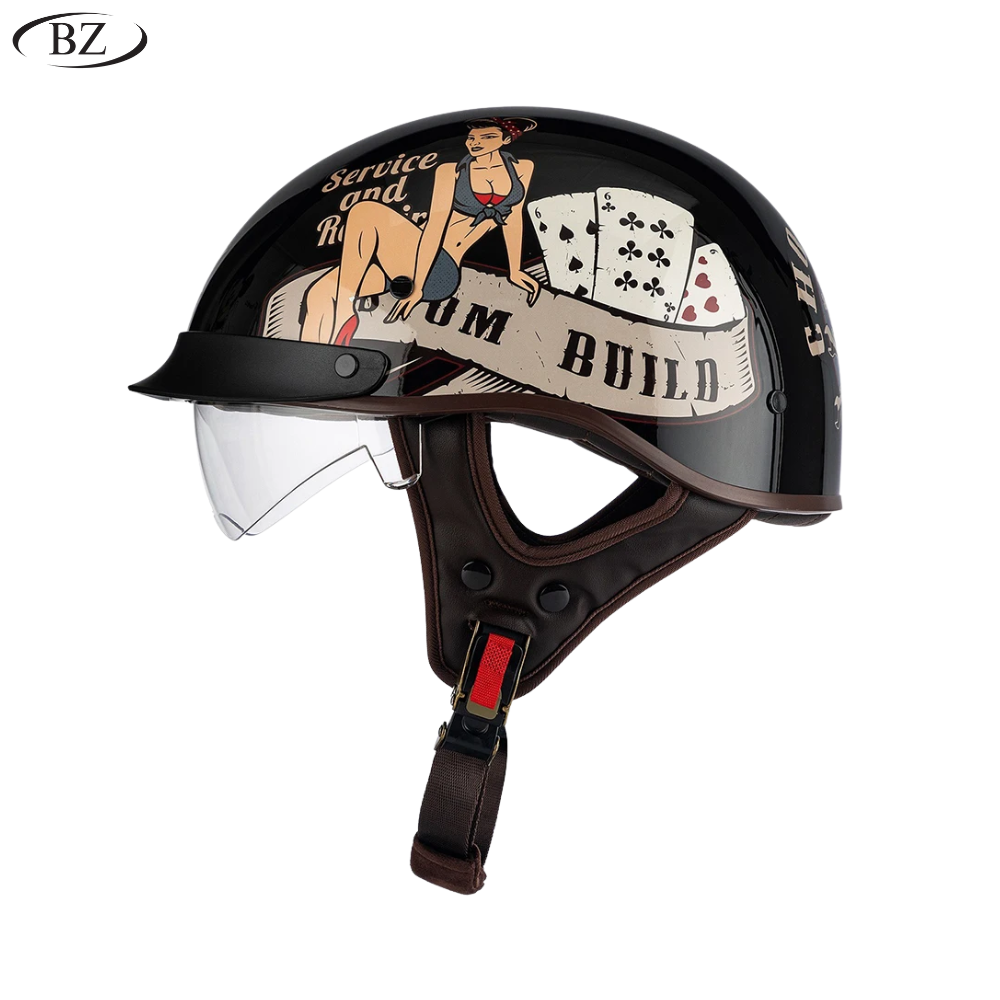 Old School Rider Half-Face Helmet - DOT Approved
