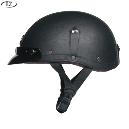 BikerZoneZ Vintage Half Helmet – DOT Approved | Unisex 4-Season Riding