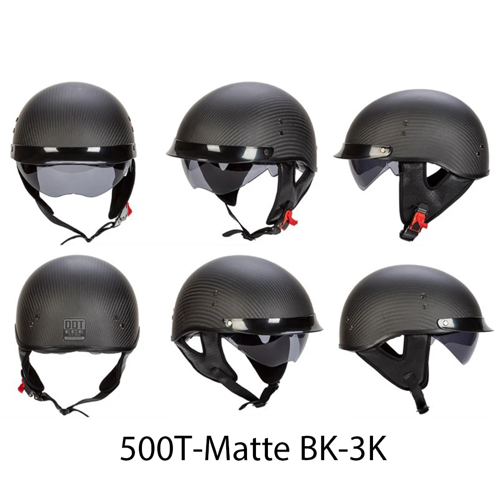 Vintage Carbon Fiber Half Helmet - DOT & ECE Approved
