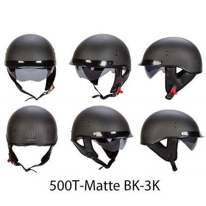 Vintage Carbon Fiber Half Helmet - DOT & ECE Approved