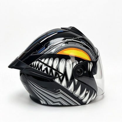 BikerZoneZ Dual Visor Modular Open Face Helmet - DOT Certified
