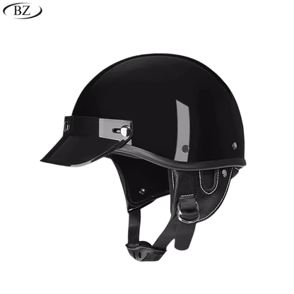 Premium Vintage Half Helmet – DOT & ECE Approved Motorcycle Helmet with Visor