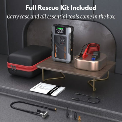 3000A Portable Jump Starter with Air Compressor – 12V Battery Booster & 150 PSI Tire Inflator