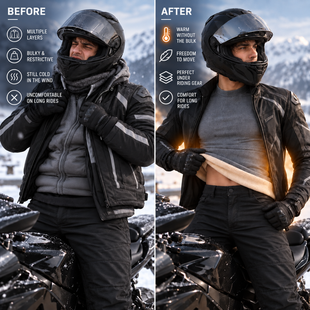 BikerZoneZ RoadHeat™ Fleece-Lined Rider Base Layer Set