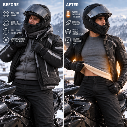 BikerZoneZ RoadHeat™ Fleece-Lined Rider Base Layer Set