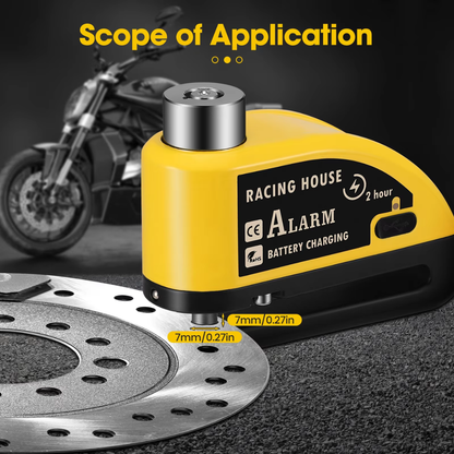 BikerZoneZ Guardian Lock — Rechargeable Alarm Disc Lock
