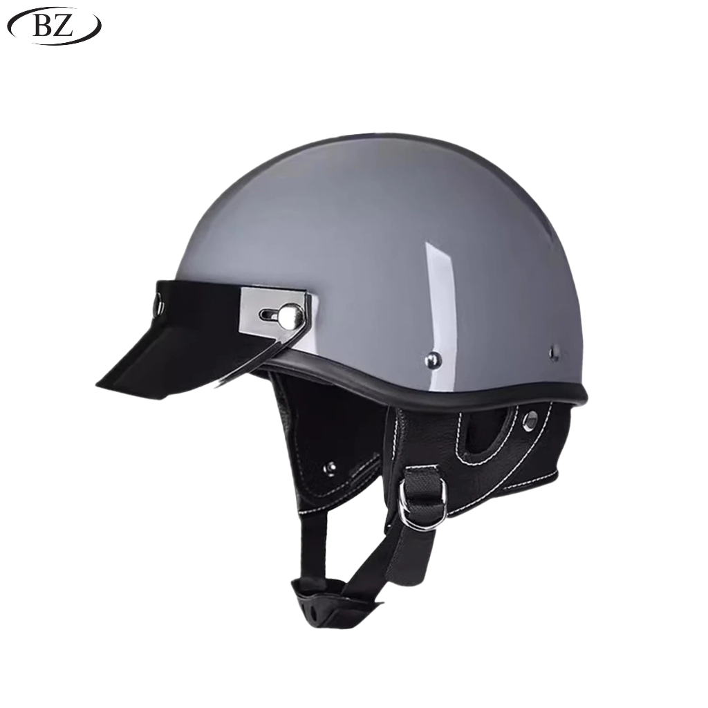 Premium Vintage Half Helmet – DOT & ECE Approved Motorcycle Helmet with Visor