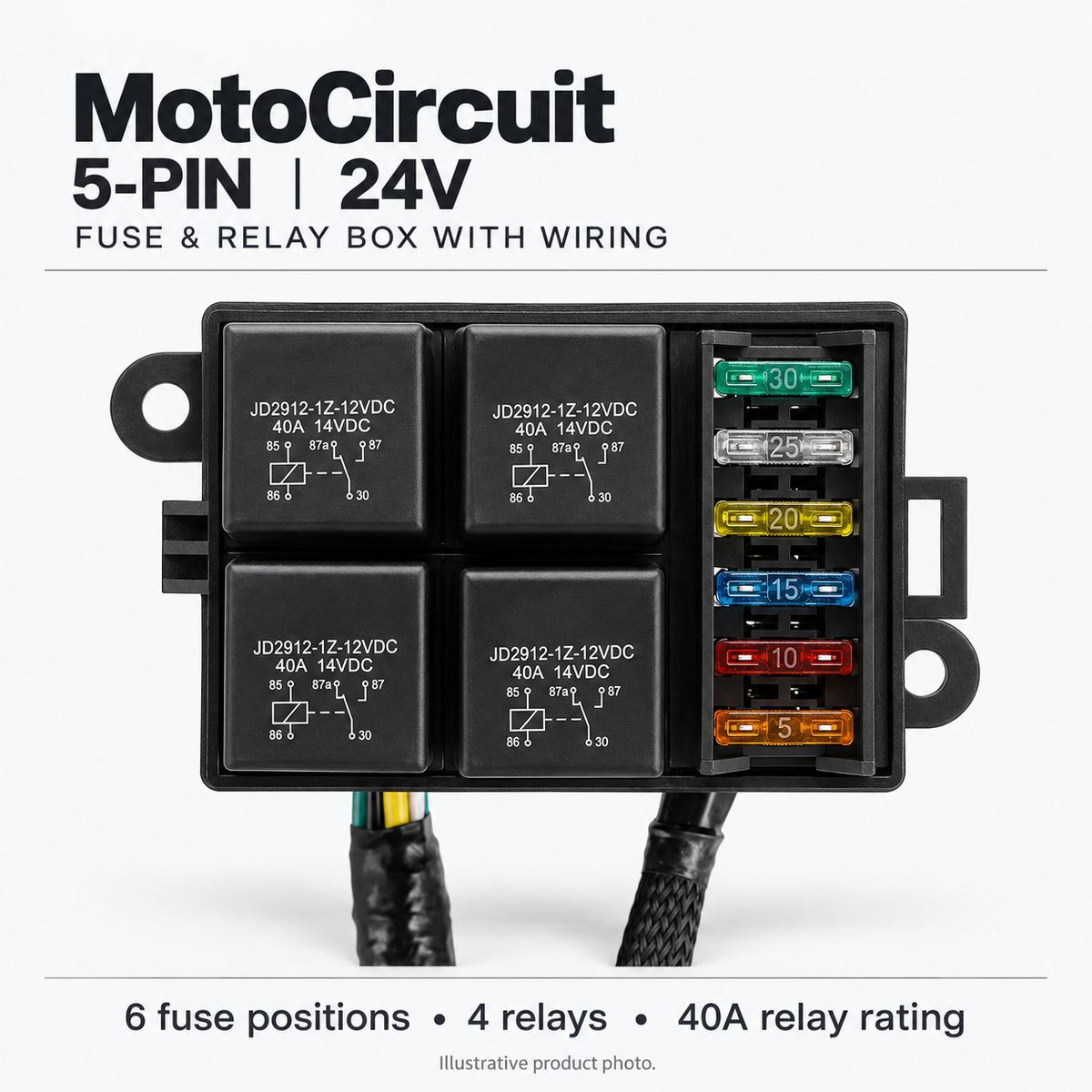 BikerZonez MotoCircuit 6-Way Fuse & Relay Box