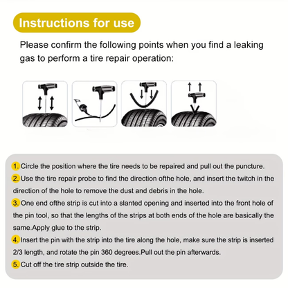 Portable Tubeless Tire Repair Kit – Emergency Plug Tool Set for Motorcycles, Scooters & Cars