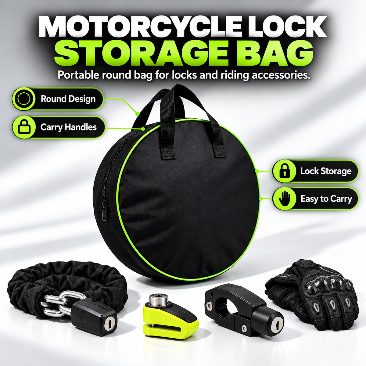 BikerZonez™ Motorcycle Lock Storage Bag