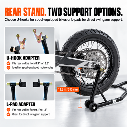 BikerZonez Heavy-Duty Front & Rear Motorcycle Stand Set