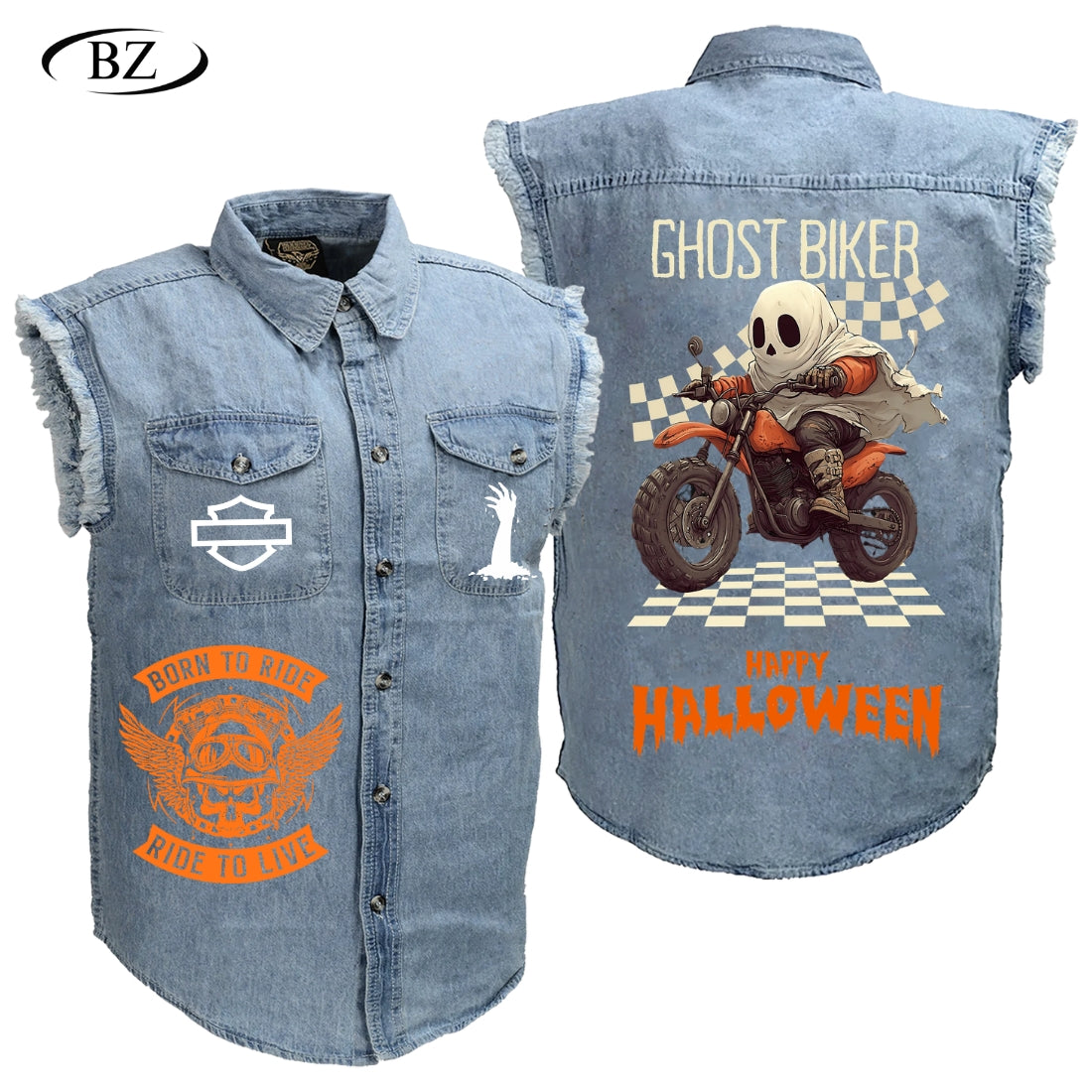 BikerZoneZ Sleeveless Denim Jacket