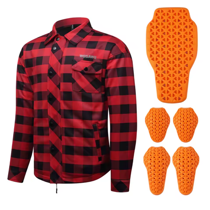 Vintage Armored Flannel Motorcycle Jacket - CE Certified Armor