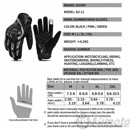 BikerZoneZ™ Summer Breathable Touch Screen Motorcycle Gloves - Hard-Shell Protection