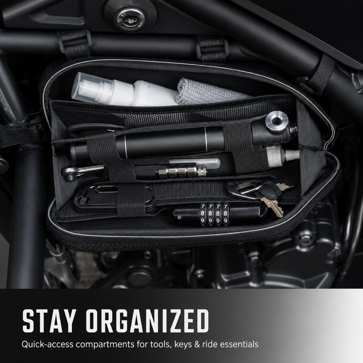 BikerZonez Low Profile Hard Shell Motorcycle Side Bag