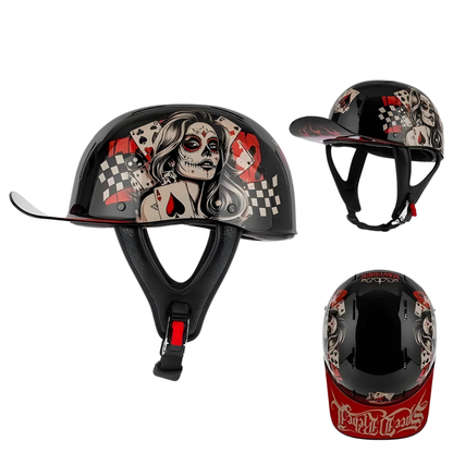Retro Biker Half Helmet – Lightweight Skull Cap for Cruiser Riders