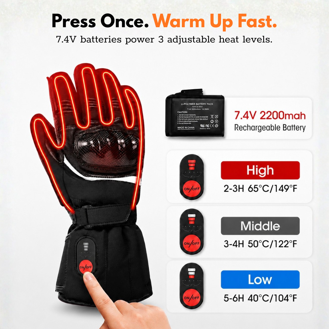Rider’s Gift Heated Motorcycle Gloves - Full-Hand Warmth