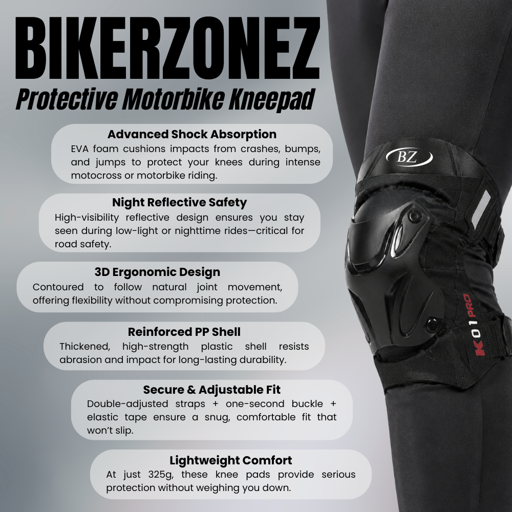BikerZoneZ Protective Motorbike Knee Pads