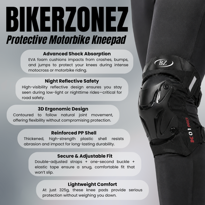 BikerZoneZ Protective Motorbike Knee Pads